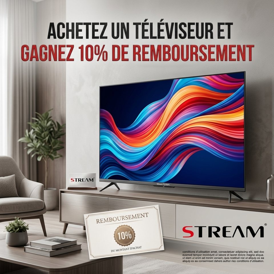 Achetez un téléviseur STREAM et gagnez 10 % de remboursement du montant d'achat